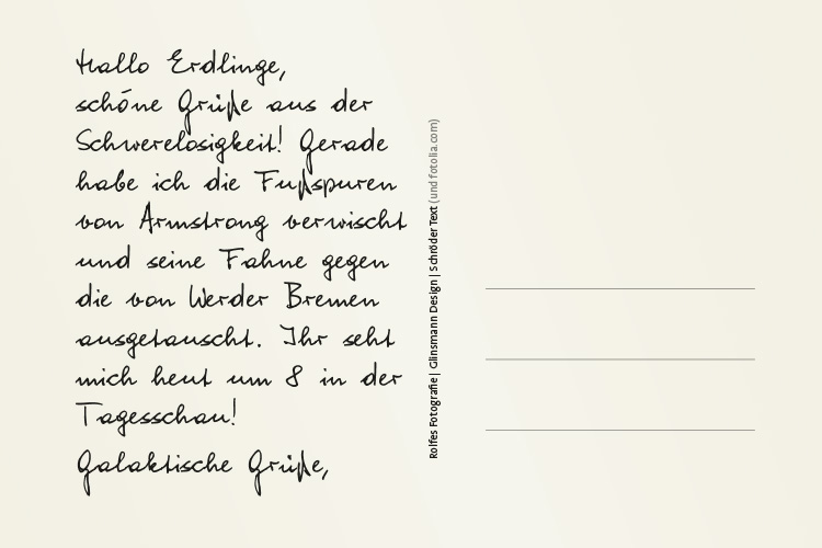 Postkartenaktion im Künstlerhaus Bremen: Mondtext